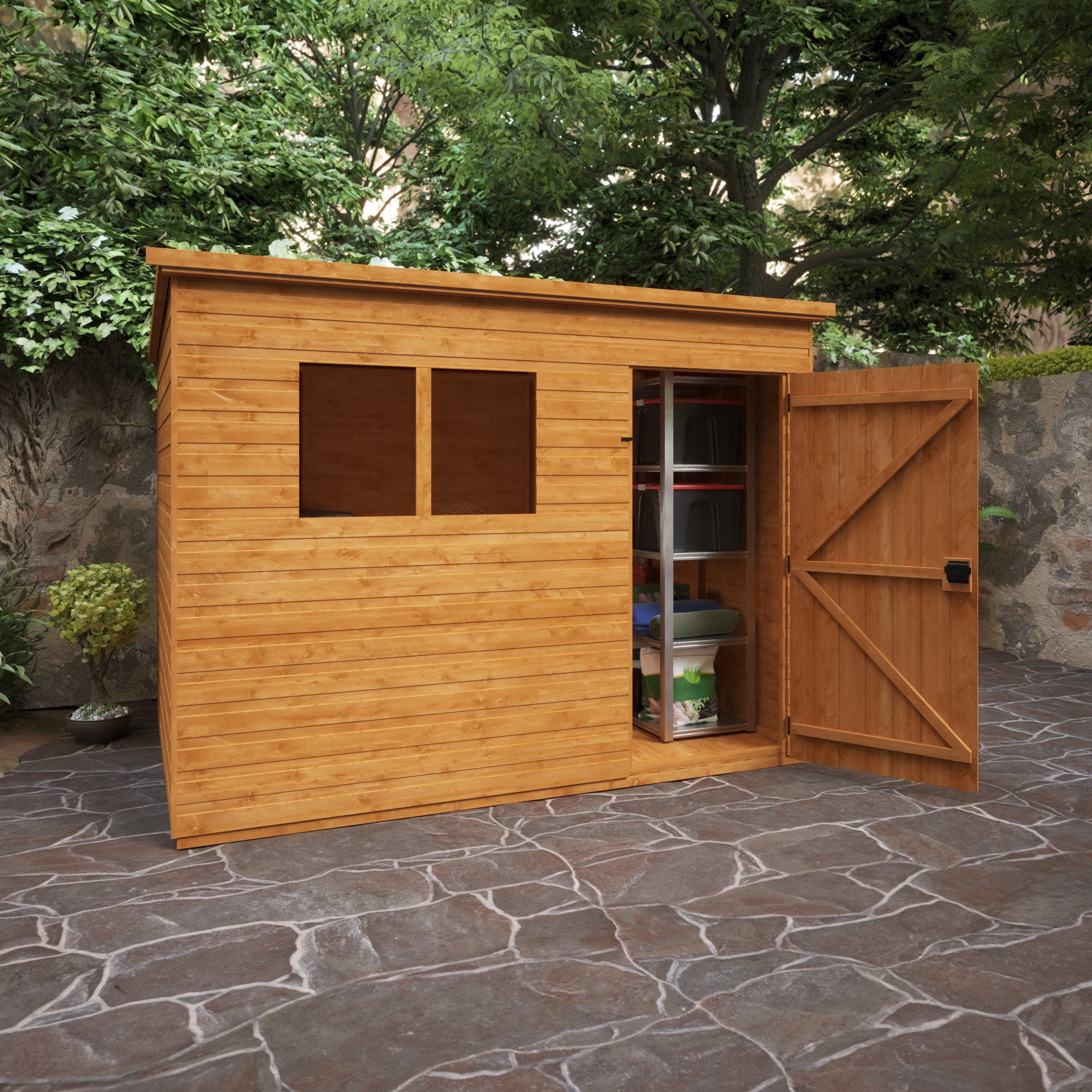 9x6 ft Premium Pent Shiplap Wooden Garden Shed