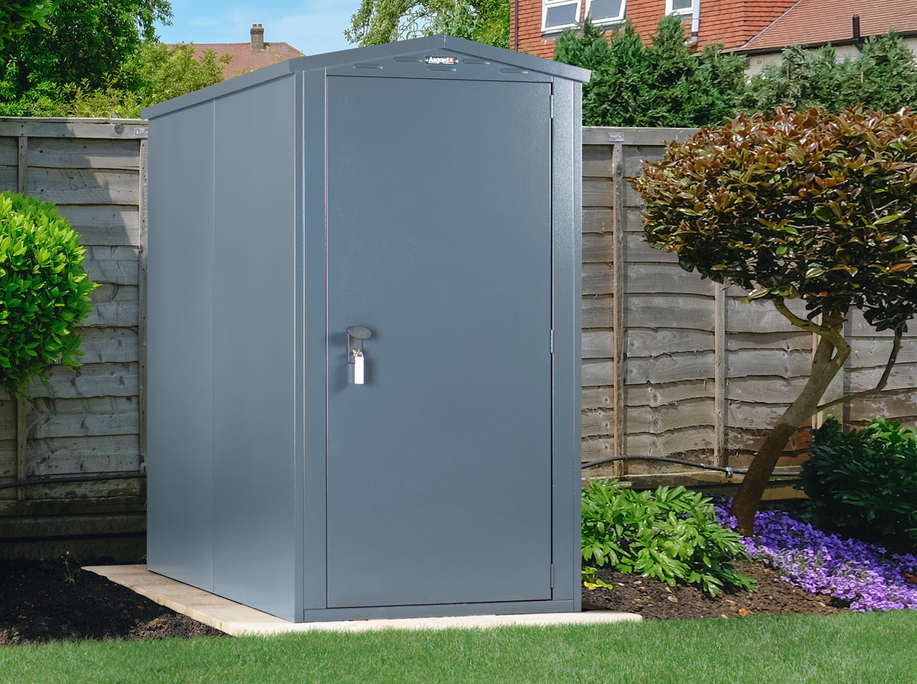 ASGARD GREY SENTRY ULTRA SLIM APEX METAL GARDEN SHED