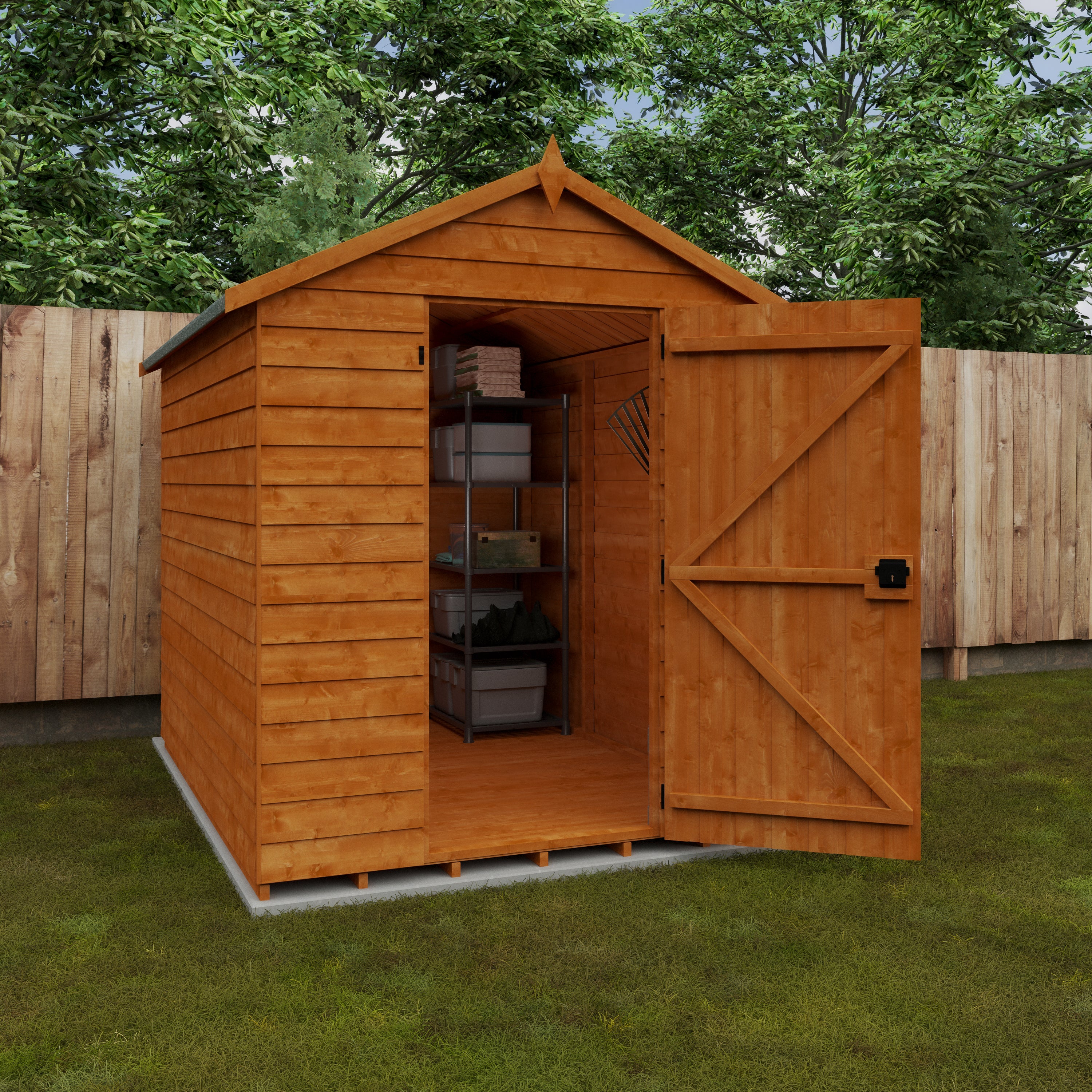 8x6 ft Value Apex Overlap Wooden Garden Shed